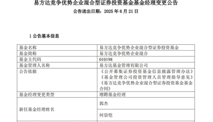 百亿基金经理突发！易方达冯波在管两只基金全部增聘，团队管理模式兴起