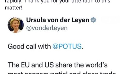 特朗普恢复与欧盟为期90天的贸易谈判窗口，此前冯德莱恩主动与之联系