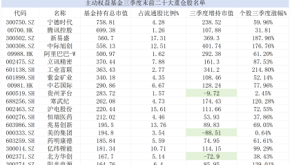 重仓股大换血！茅台跌至第十，公募狂买“易中天”、抛弃消费龙头 | 基金放大镜