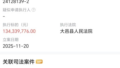 万达集团被恢复执行1.34亿元，被执行金额累计超120亿