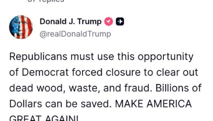 特朗普喊话美国共和党：好好利用停摆契机