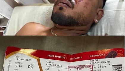 印航空难一名幸存者从残骸中走出，母公司为每名死者赔一千万卢比