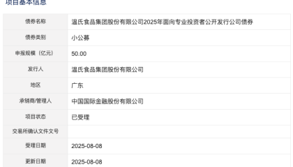 温氏股份50亿元小公募债项目获深交所受理